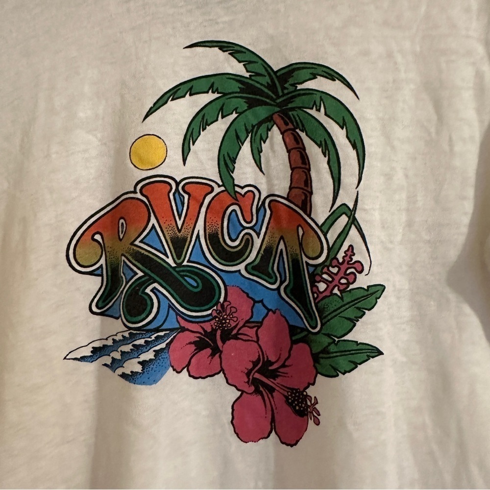 RVCA T-shirt palm tree flower summer women M